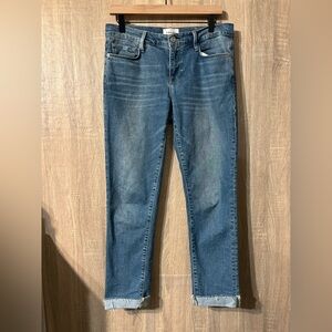 Frame Le Garcon Cuffed Raw Hem Boyfriend Jeans Size 26
Cropped Length